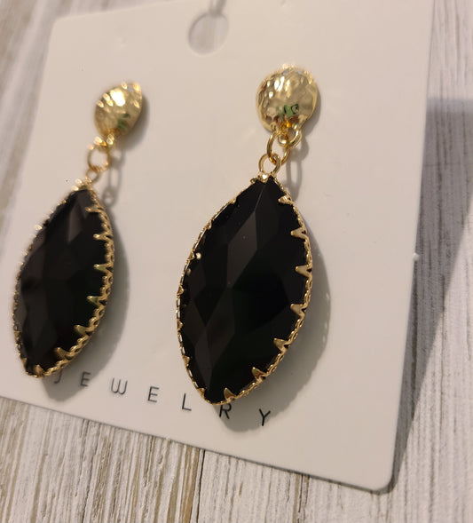 Beautiful Gold and Black Crystal Earrings