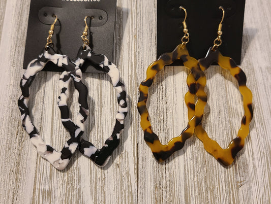 Animal Print Acrylic Earrings - Gold