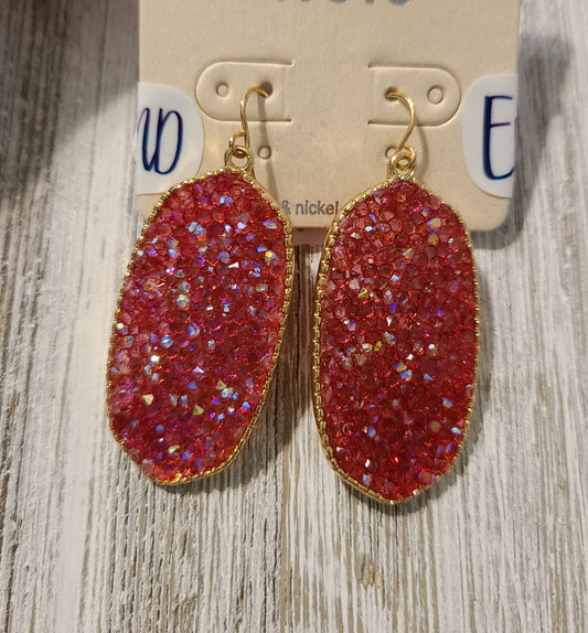 Fuchsia - Glitter Stone Earrings