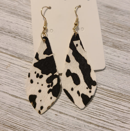 Cow Print Faux Leather Earrings