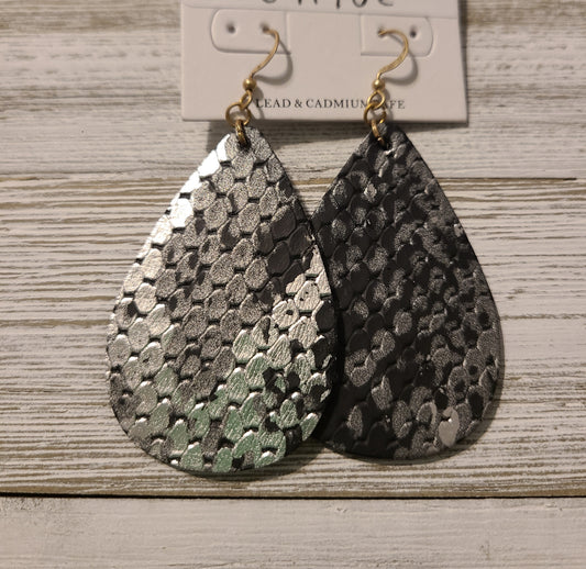 Faux Leather Animal Print Earrings - Gold