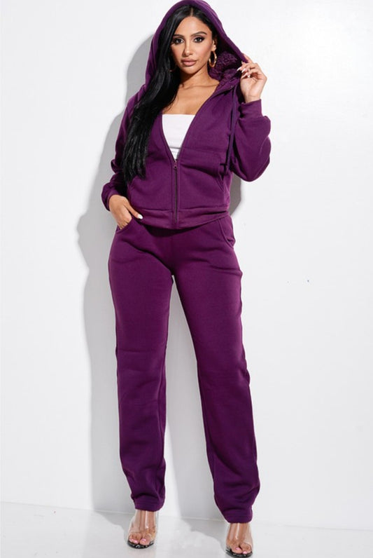 Plush Jacket and Sweatpants Set