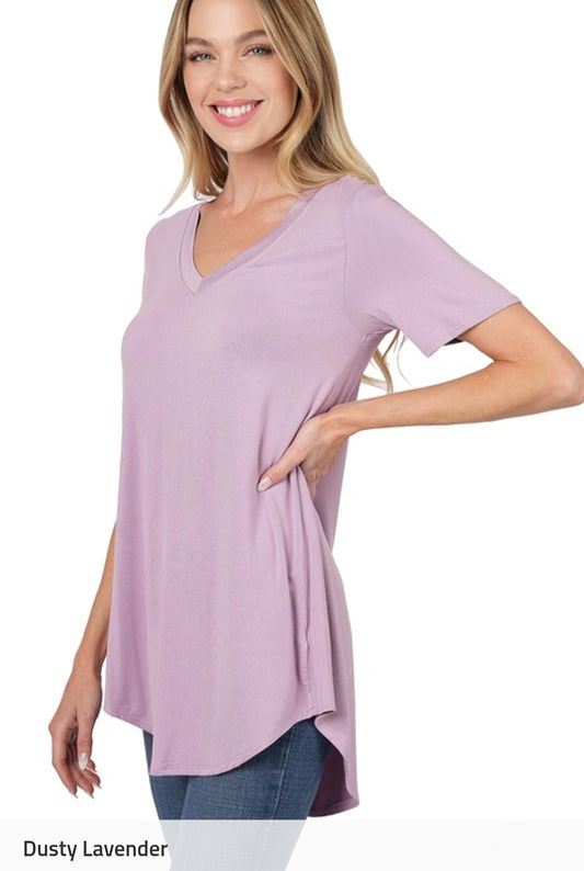 Luxe Rayon Short Sleeve V-Neck Top