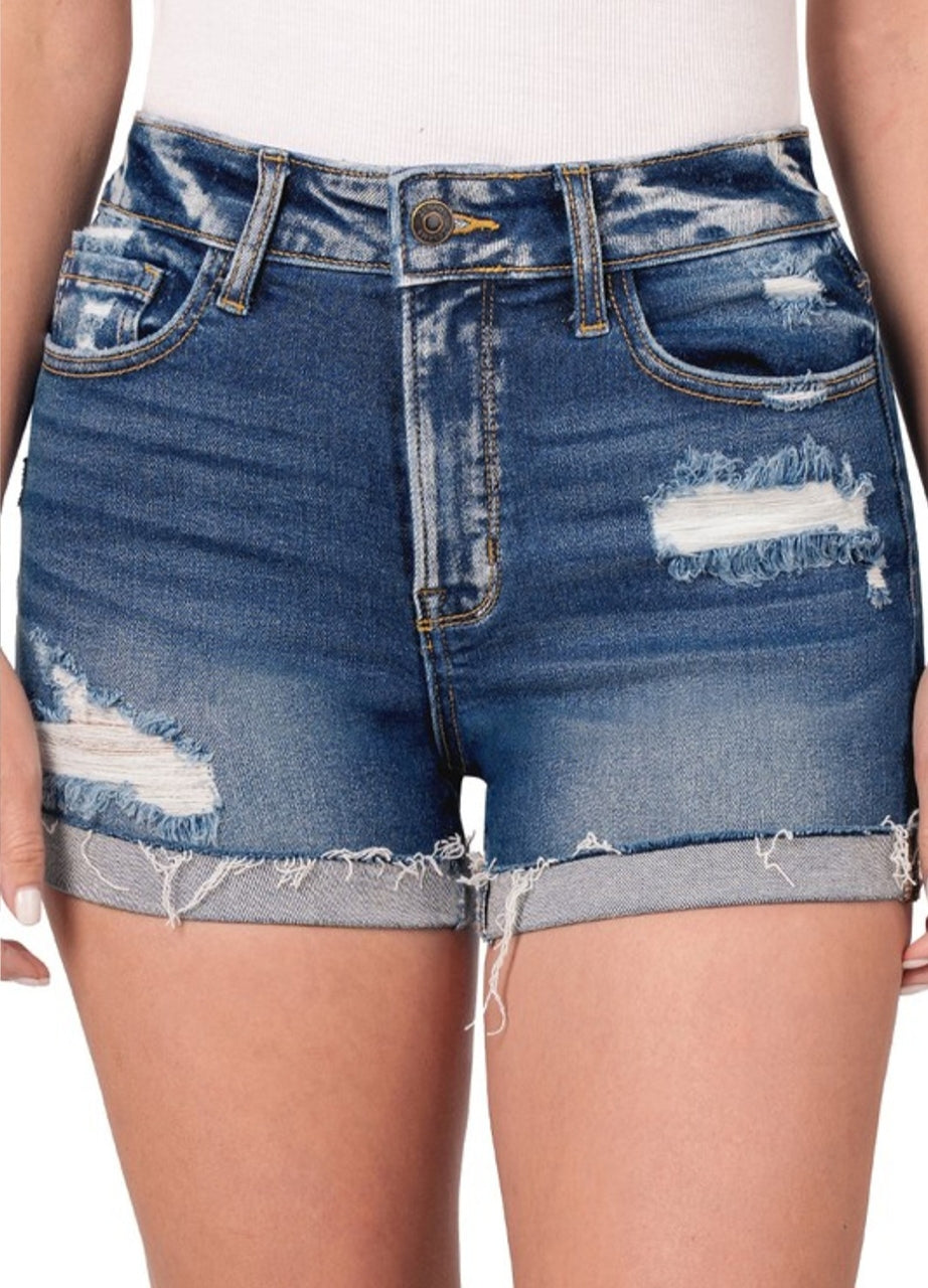 Distressed Denim Shorts