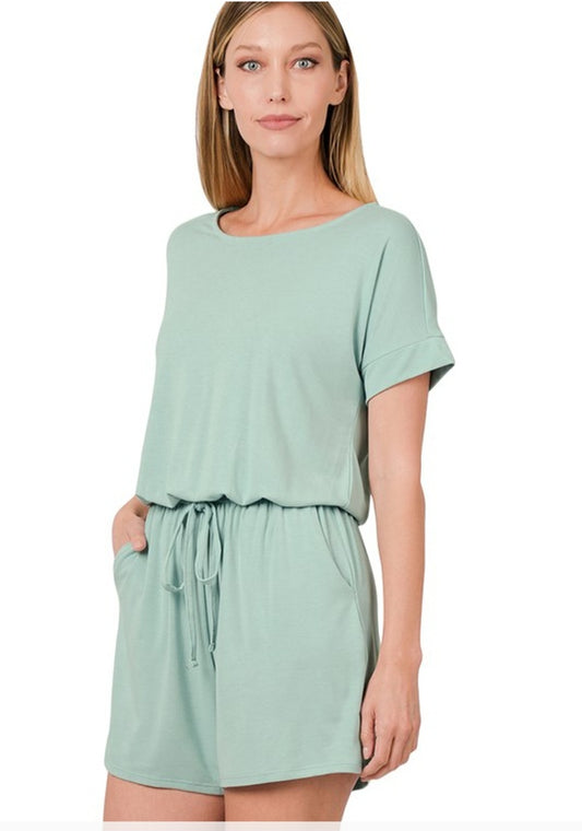 Women's Romper in a Soft Mint Color