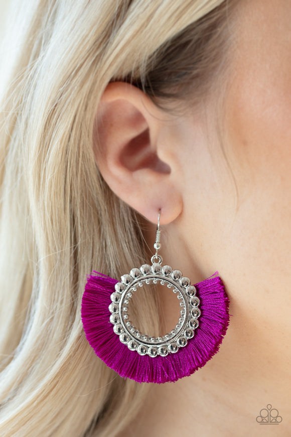 Fringe Fanatic Purple Fringe Earrings - Paparazzi Accessories